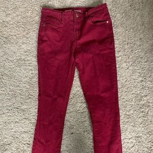 Red Mid-Rise Jeans